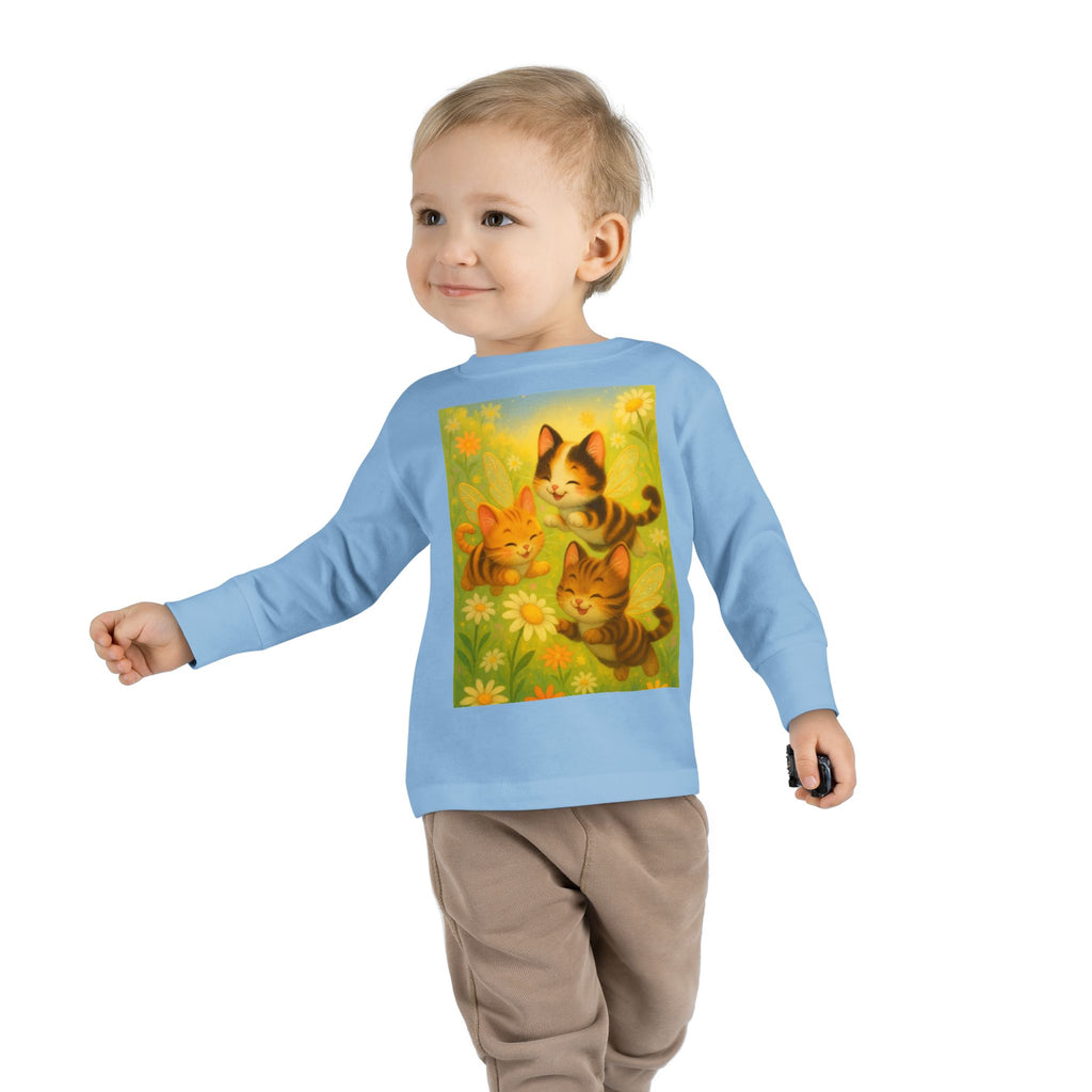 Toddler Tee - Whimsical Trio of Bumble Cats Playing in the Garden