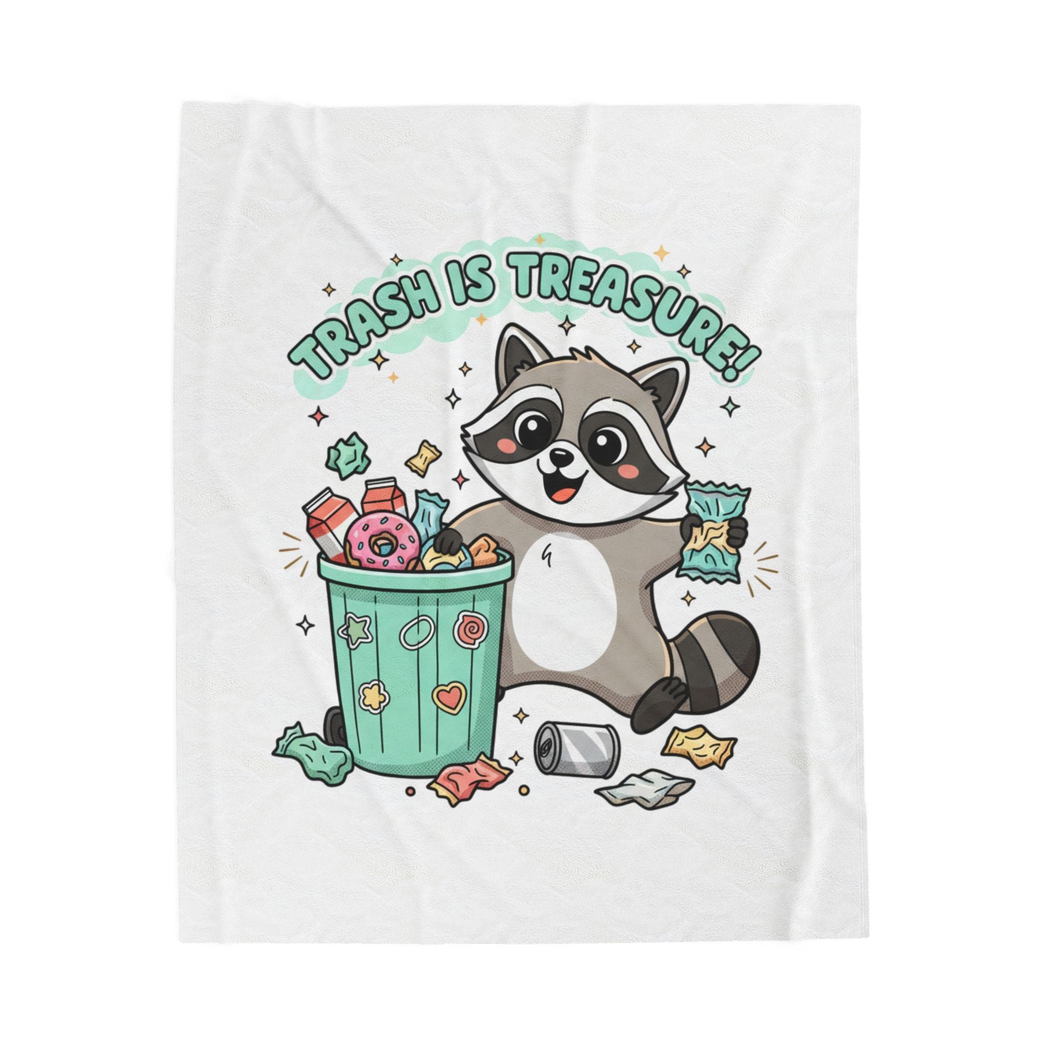 Trash Is Treasure Raccoon Velveteen Plush Blanket | trash panda Christmas, cute holiday