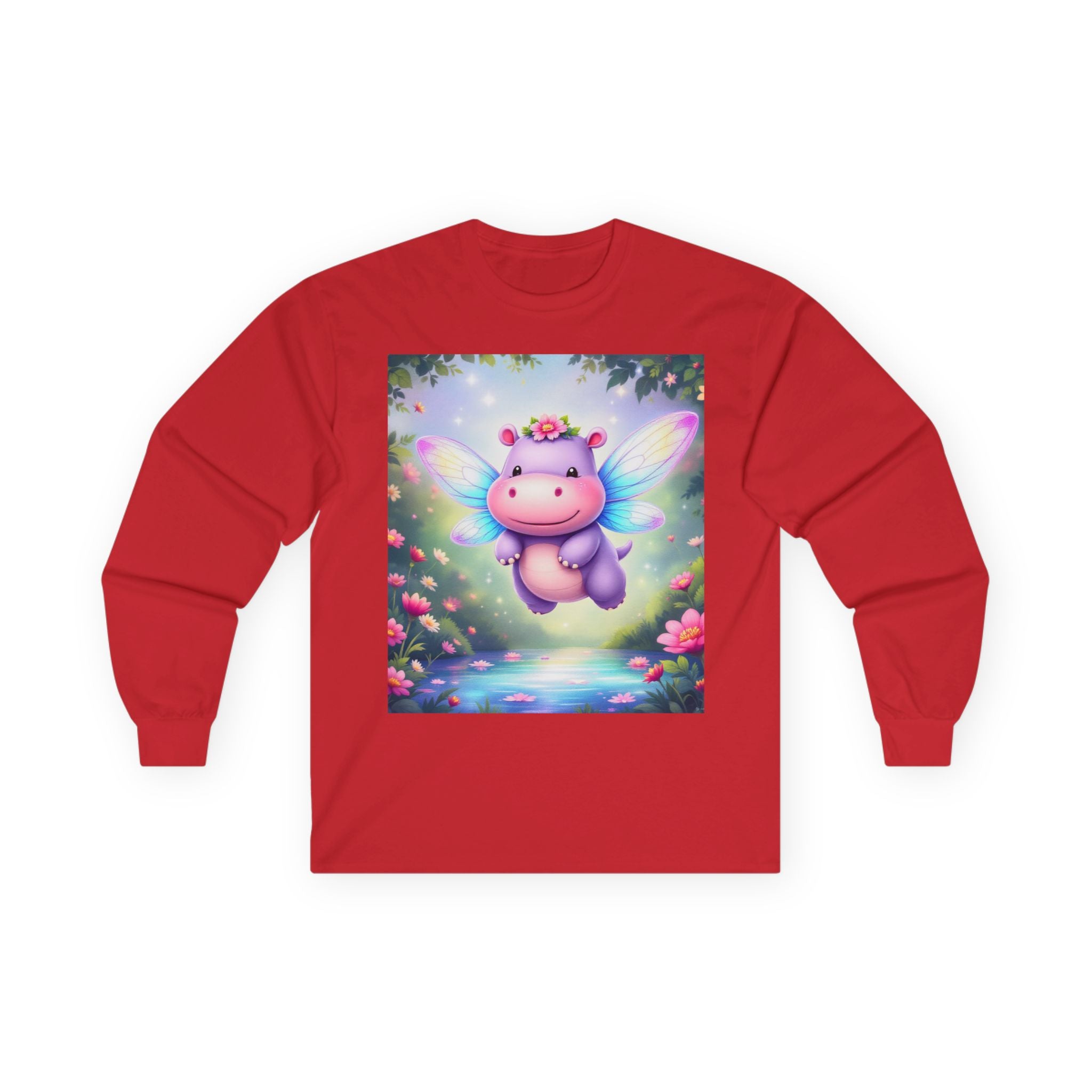 Long Sleeve Tee - Magical Hippo Fairy Design from Sparkle Hollow