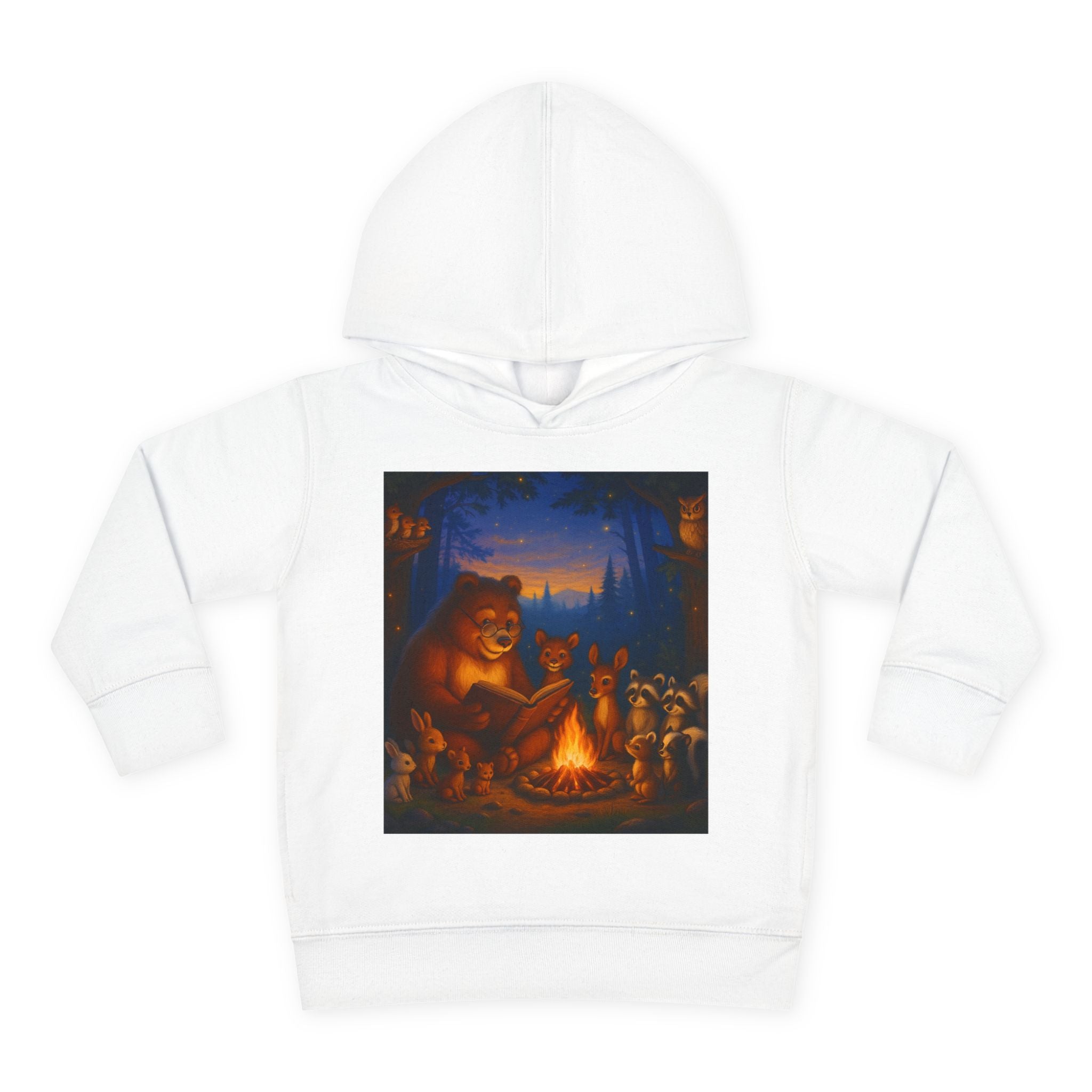 Toddler Hoodie — "Listen to the Story Bear" Campfire Design