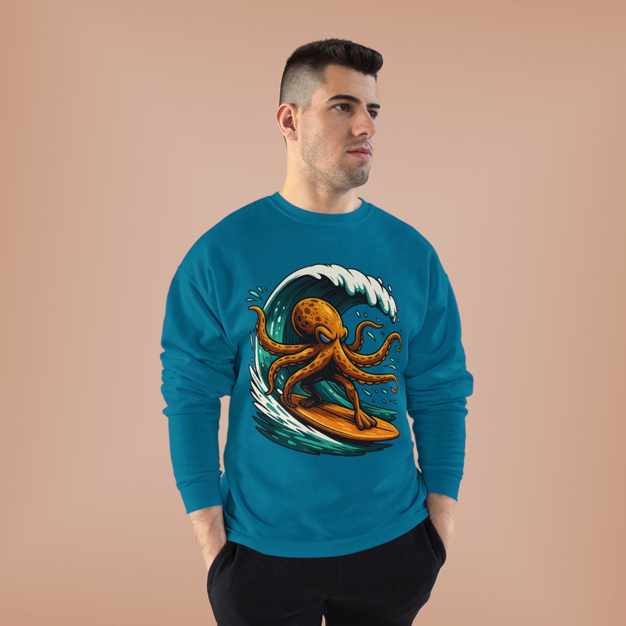 Octo Surfer Surfing Octopus Crewneck Sweatshirt