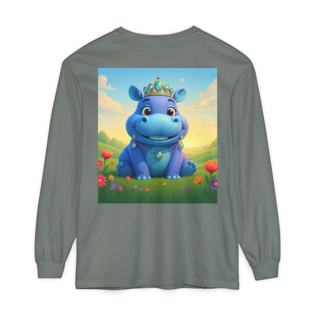 Whimsical Princess Hippo Long Sleeve T-Shirt