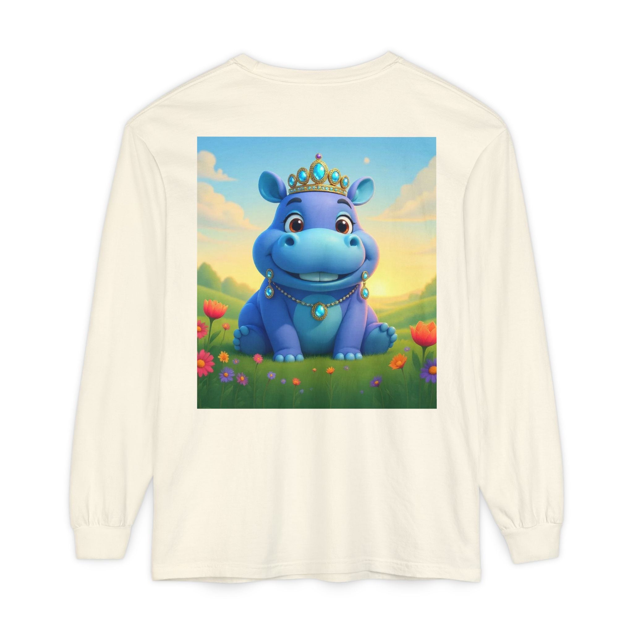 Whimsical Princess Hippo Long Sleeve T-Shirt