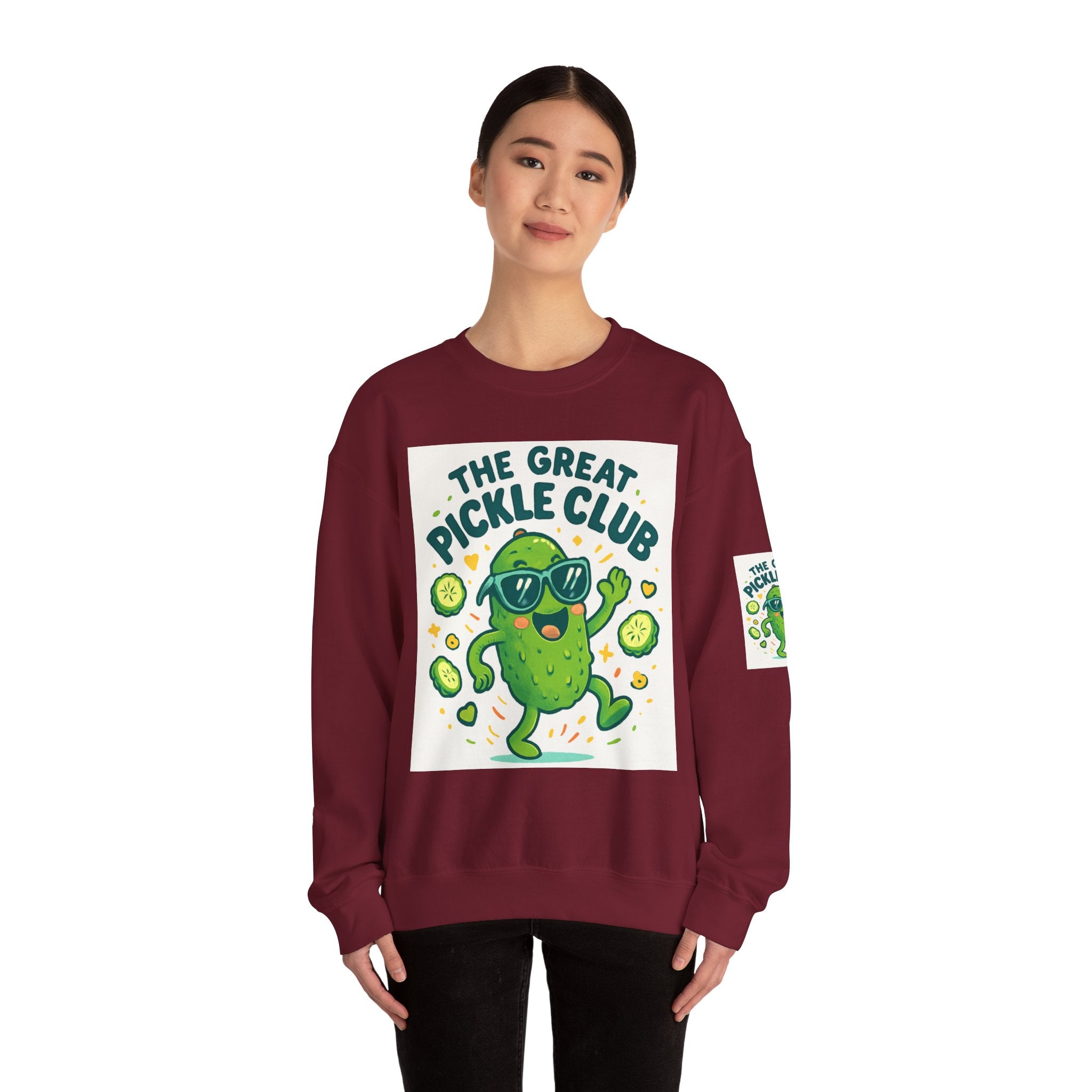 The Great Pickle Club Sweatshirt — Retro Cute Dancing Pickle Crewneck