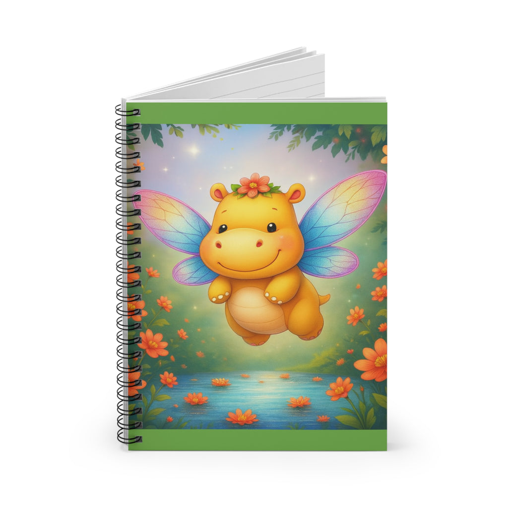 Cute Flying Hippo Fairy Notebook — Ruled Spiral Journal for Kids