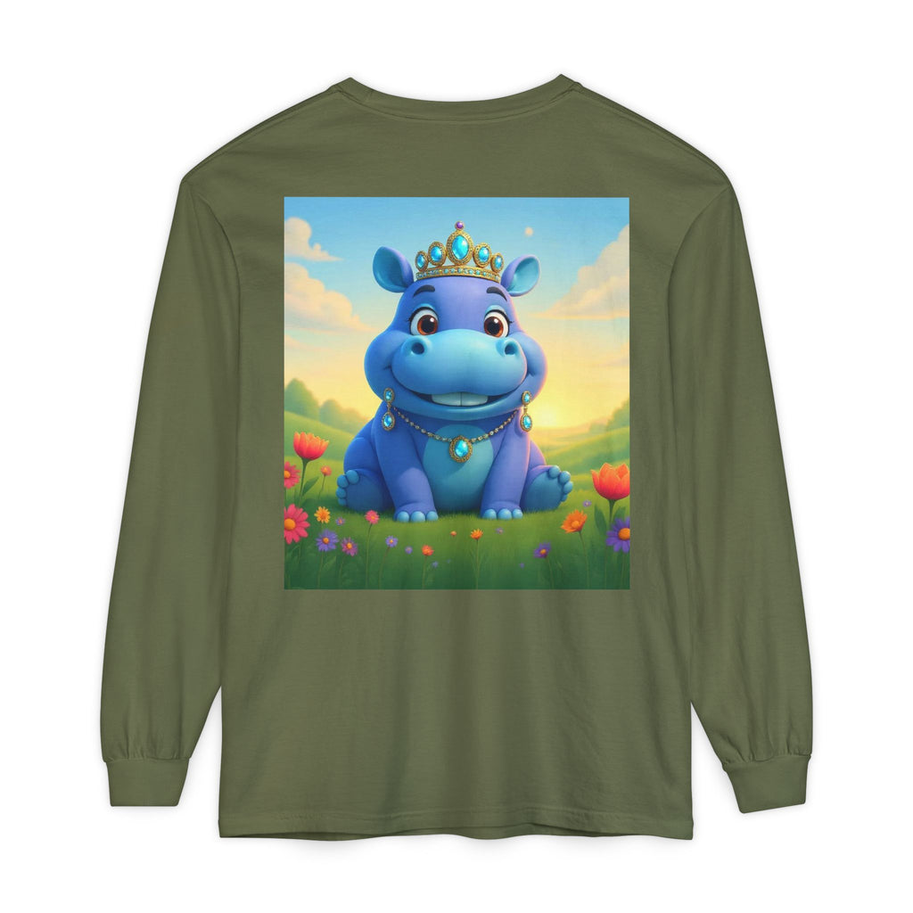 Whimsical Princess Hippo Long Sleeve T-Shirt