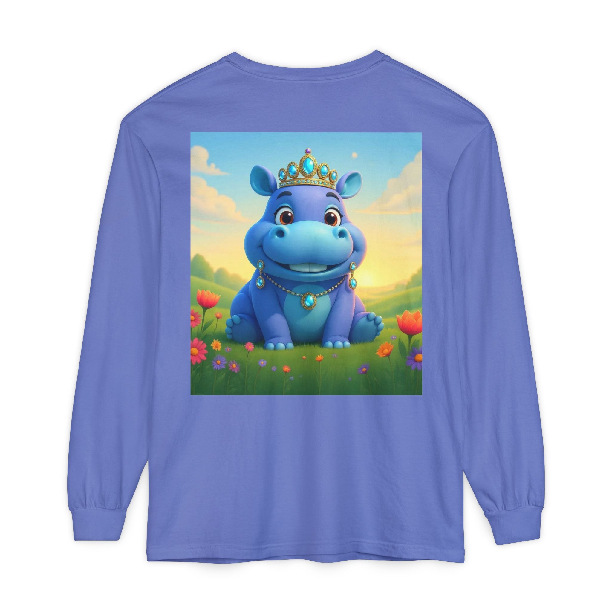 Whimsical Princess Hippo Long Sleeve T-Shirt