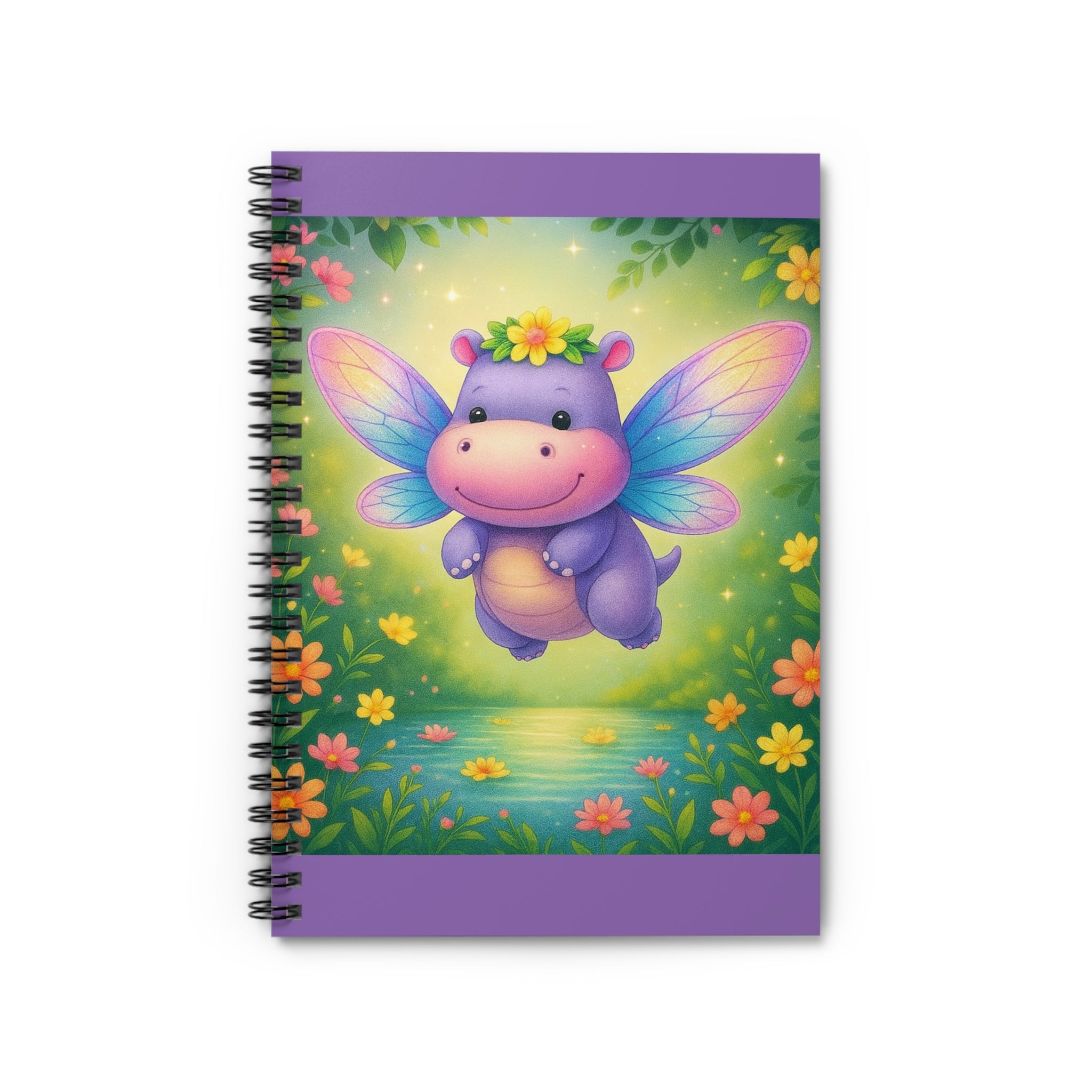 Spiral Notebook - Whimsical Hippo Fairy Design
