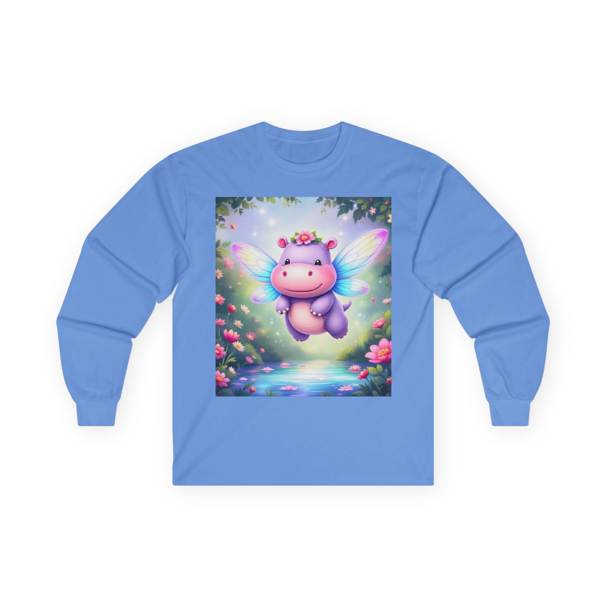 Long Sleeve Tee - Magical Hippo Fairy Design from Sparkle Hollow