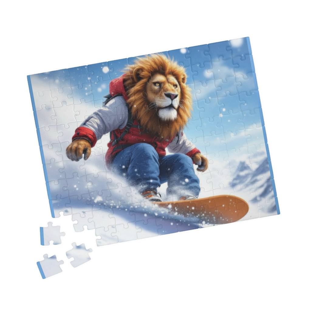 Snowboarding Lion Jigsaw Puzzle — Winter Sports Animal Art (110/252/520/1014 pcs)