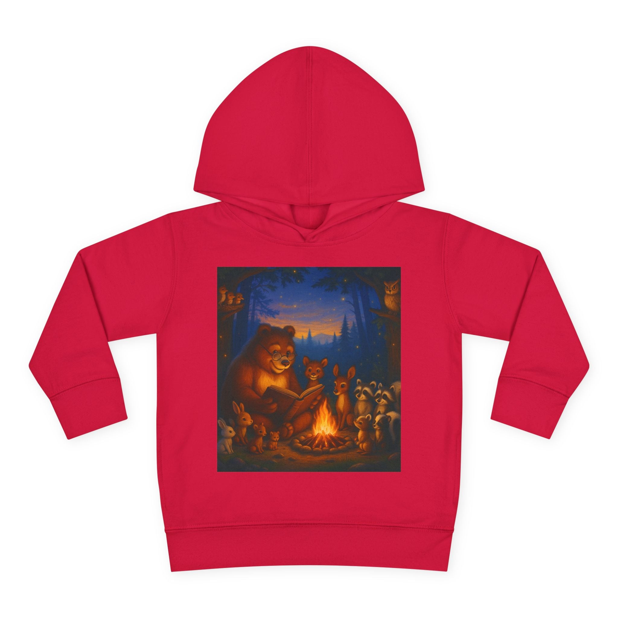 Toddler Hoodie — "Listen to the Story Bear" Campfire Design