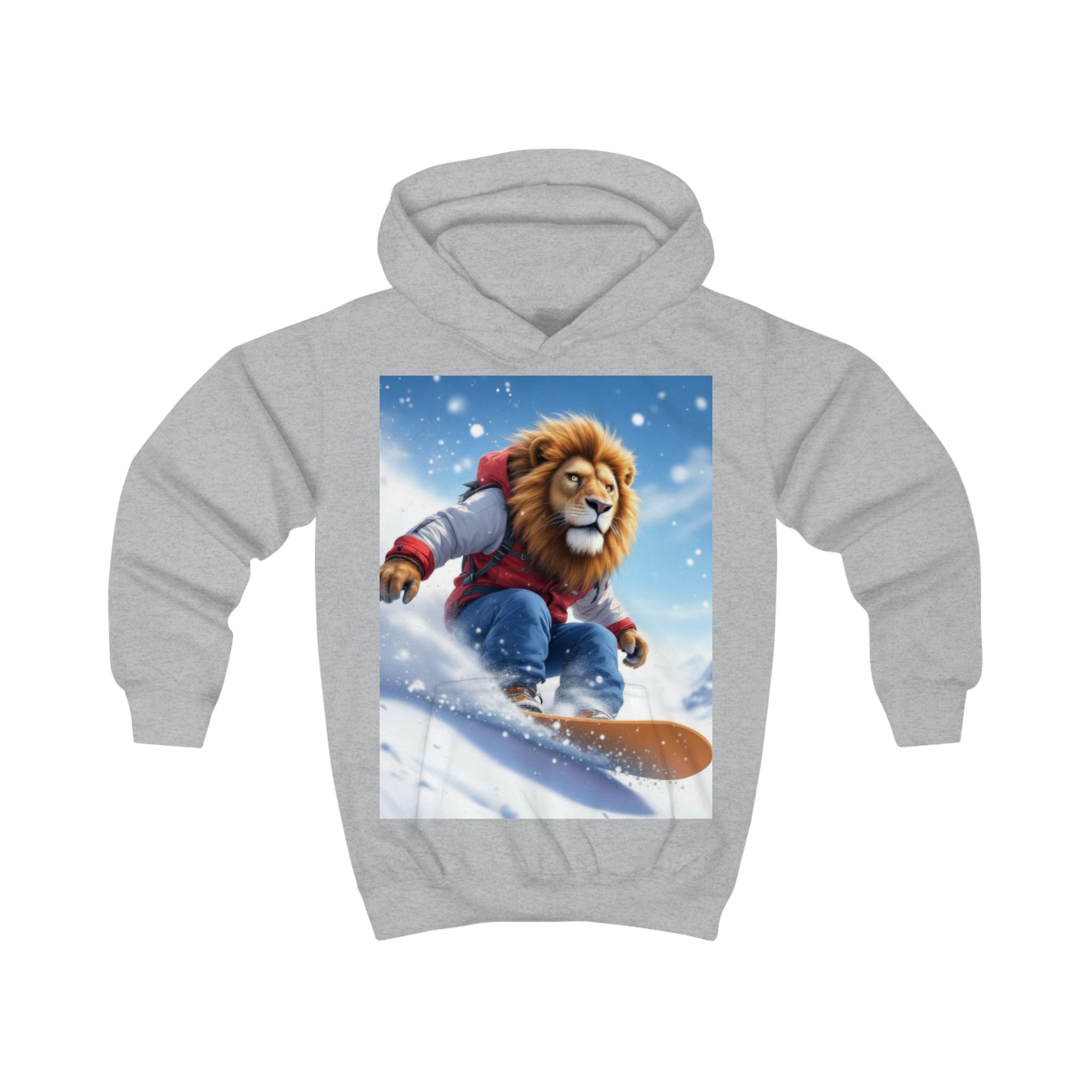 Kids Hoodie — Snowboarding Lion Graphic Hoodie for Boys & Girls