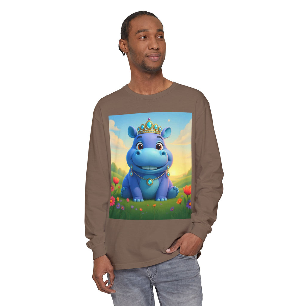 Whimsical Princess Hippo Long Sleeve T-Shirt