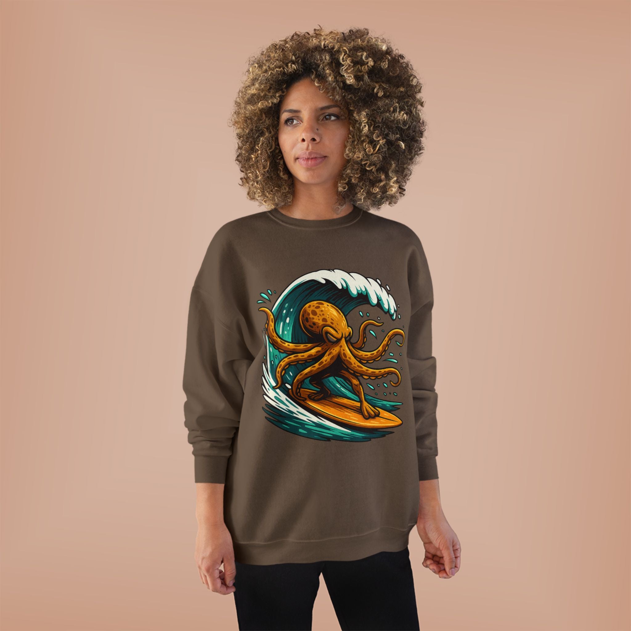 Octo Surfer Surfing Octopus Crewneck Sweatshirt