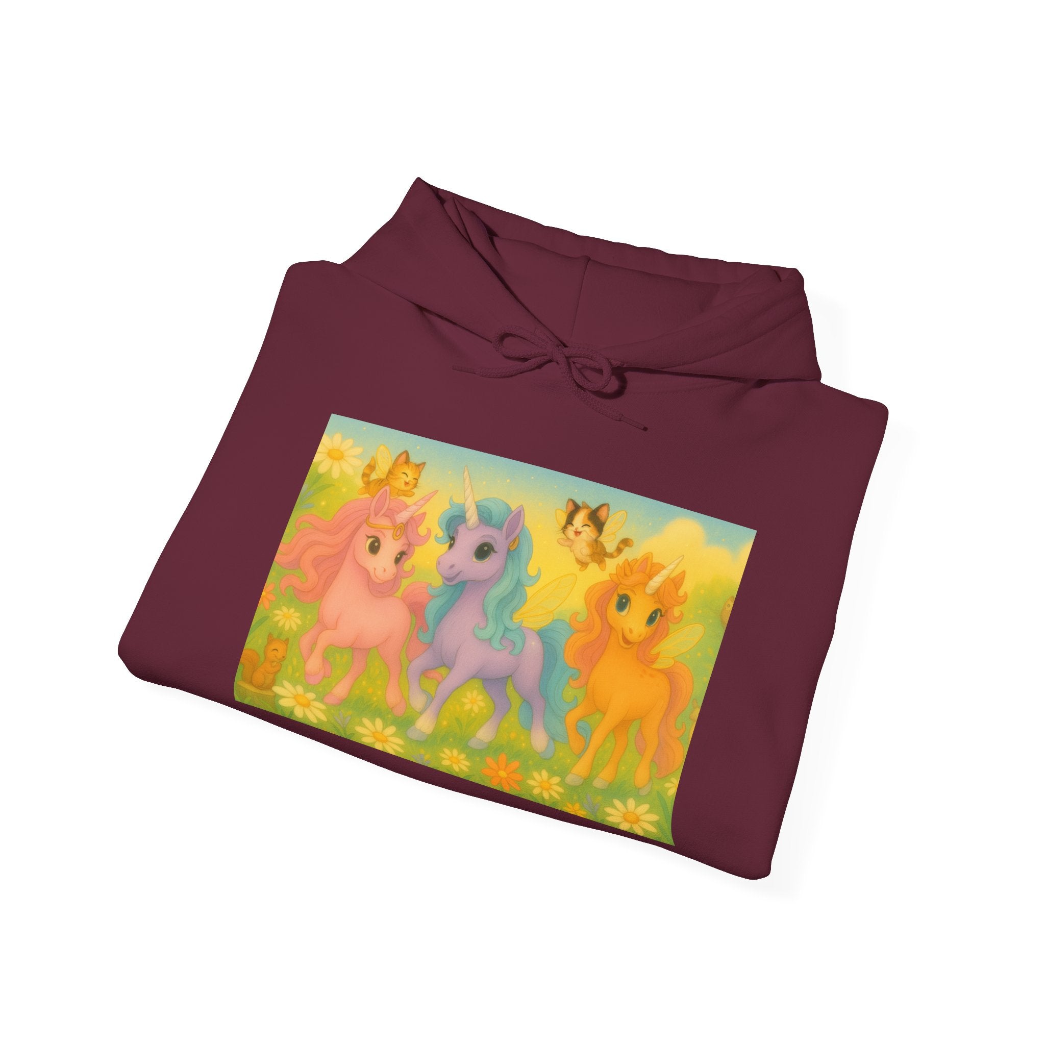 Hooded Sweatshirt - Whimsical Unicorn Princess Trio Design