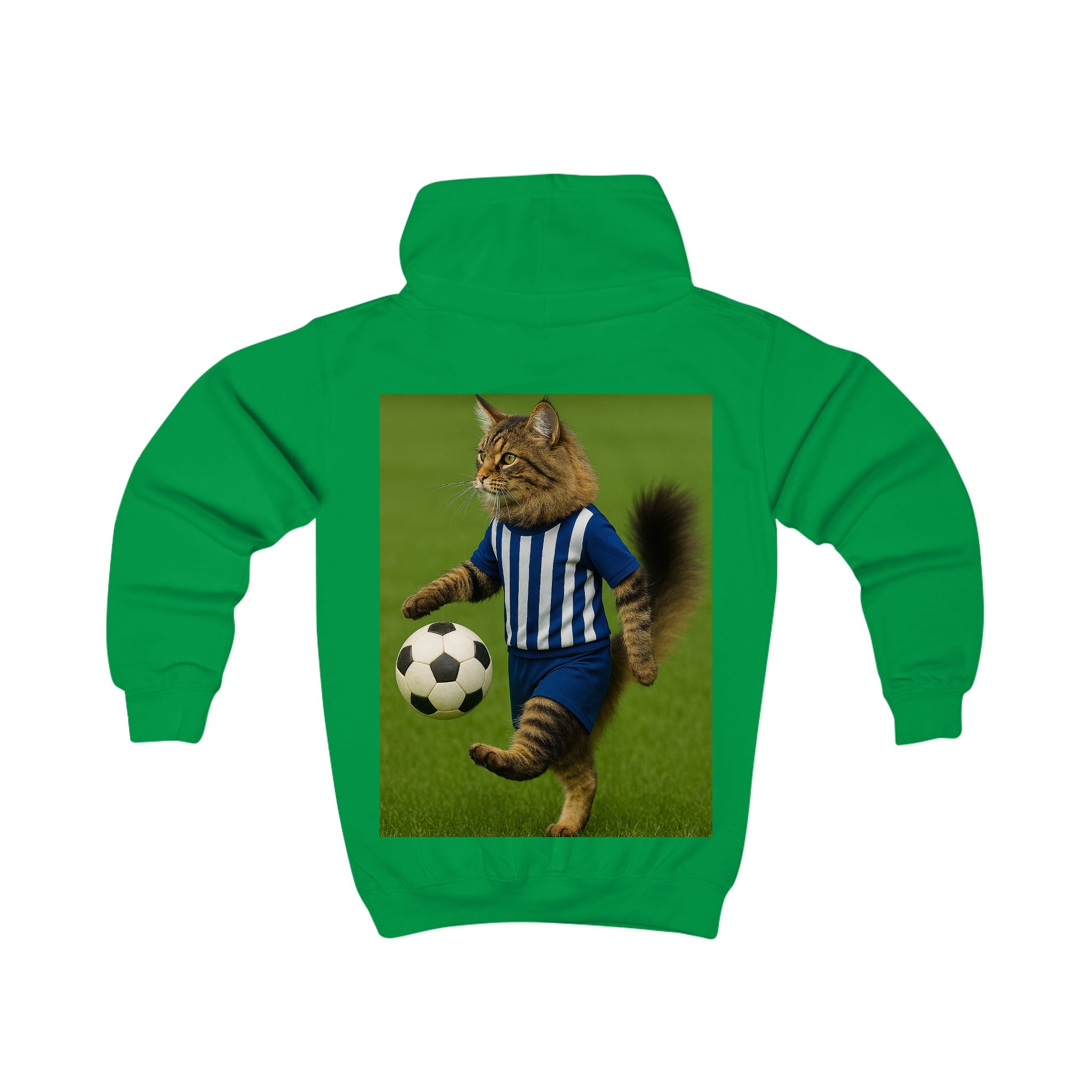 Kids Hoodie — Soccer Cat Design: Playful Goal-Scoring Cat for Young Soccer Fans