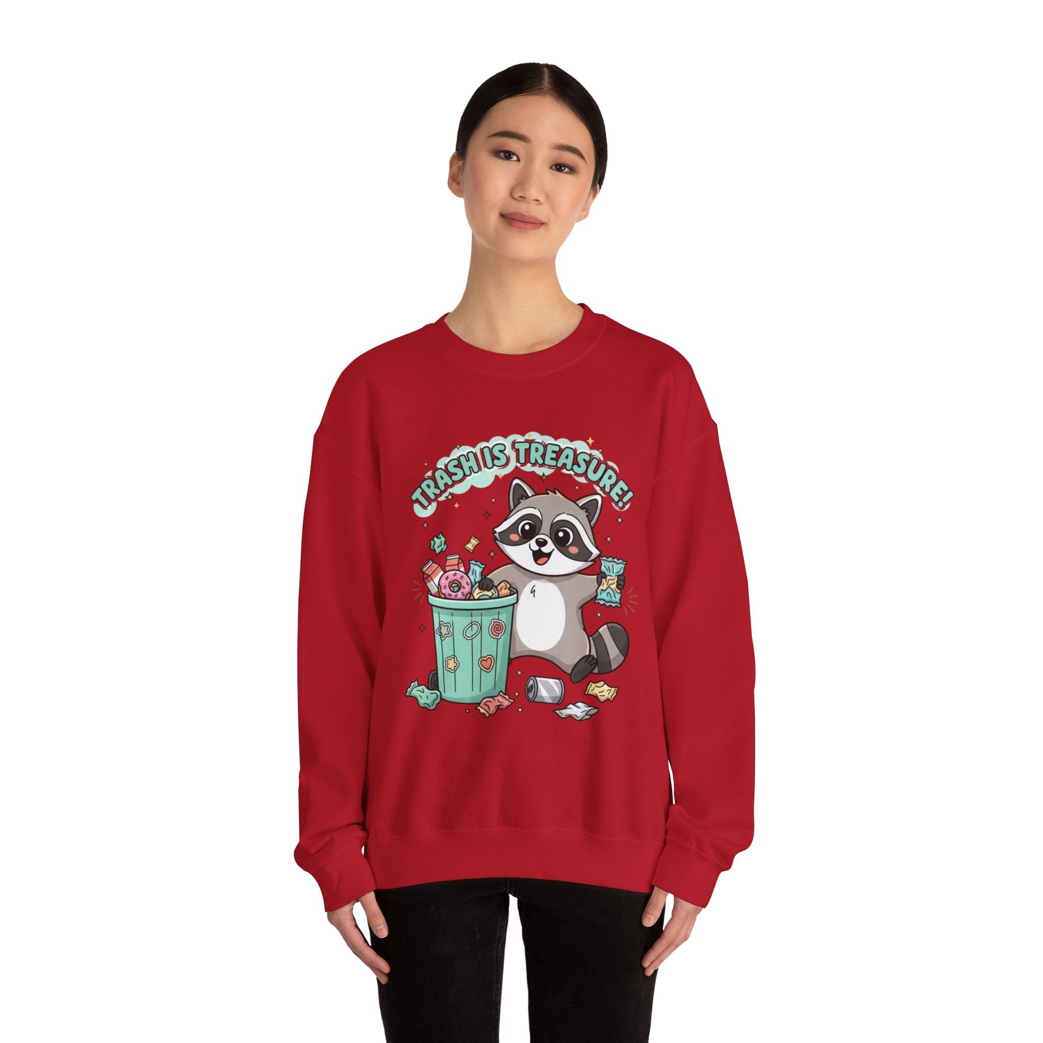 Merry Trash‑Mas Raccoon Crewneck Sweatshirt | trash panda Christmas, funny rodent