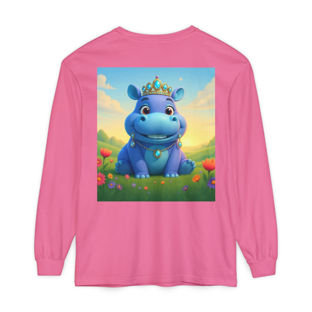 Whimsical Princess Hippo Long Sleeve T-Shirt