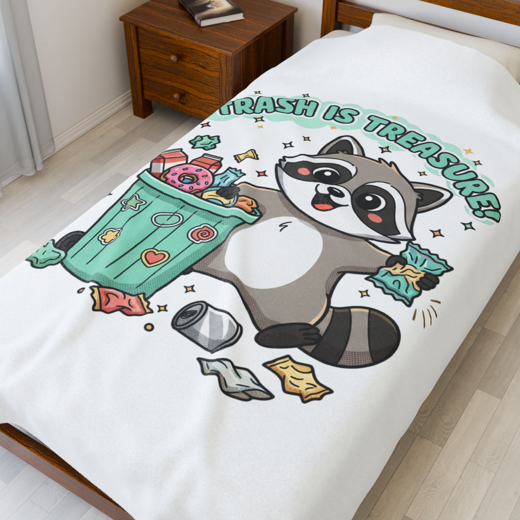 Trash Is Treasure Raccoon Velveteen Plush Blanket | trash panda Christmas, cute holiday
