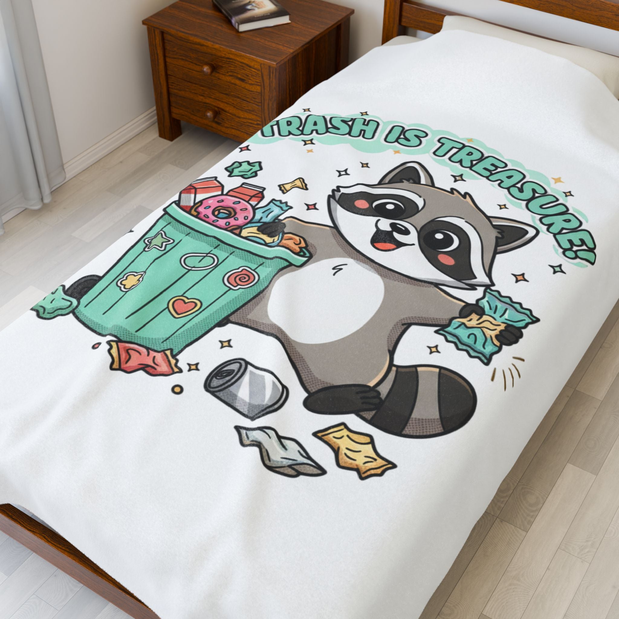 Trash Is Treasure Raccoon Velveteen Plush Blanket | trash panda Christmas, cute holiday