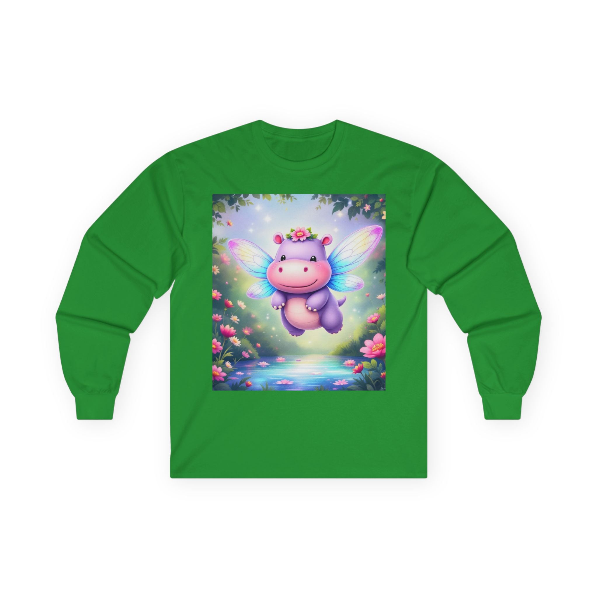 Long Sleeve Tee - Magical Hippo Fairy Design from Sparkle Hollow