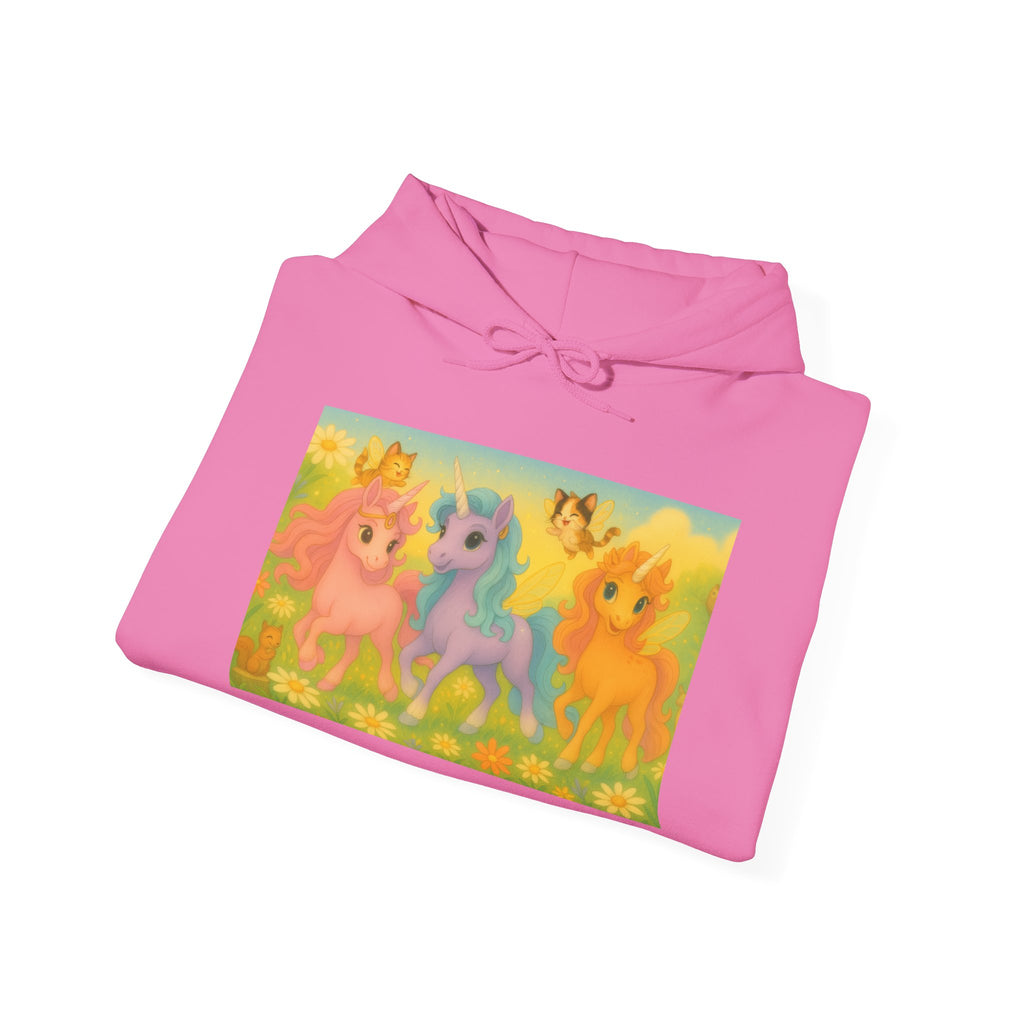 Hooded Sweatshirt - Whimsical Unicorn Princess Trio Design