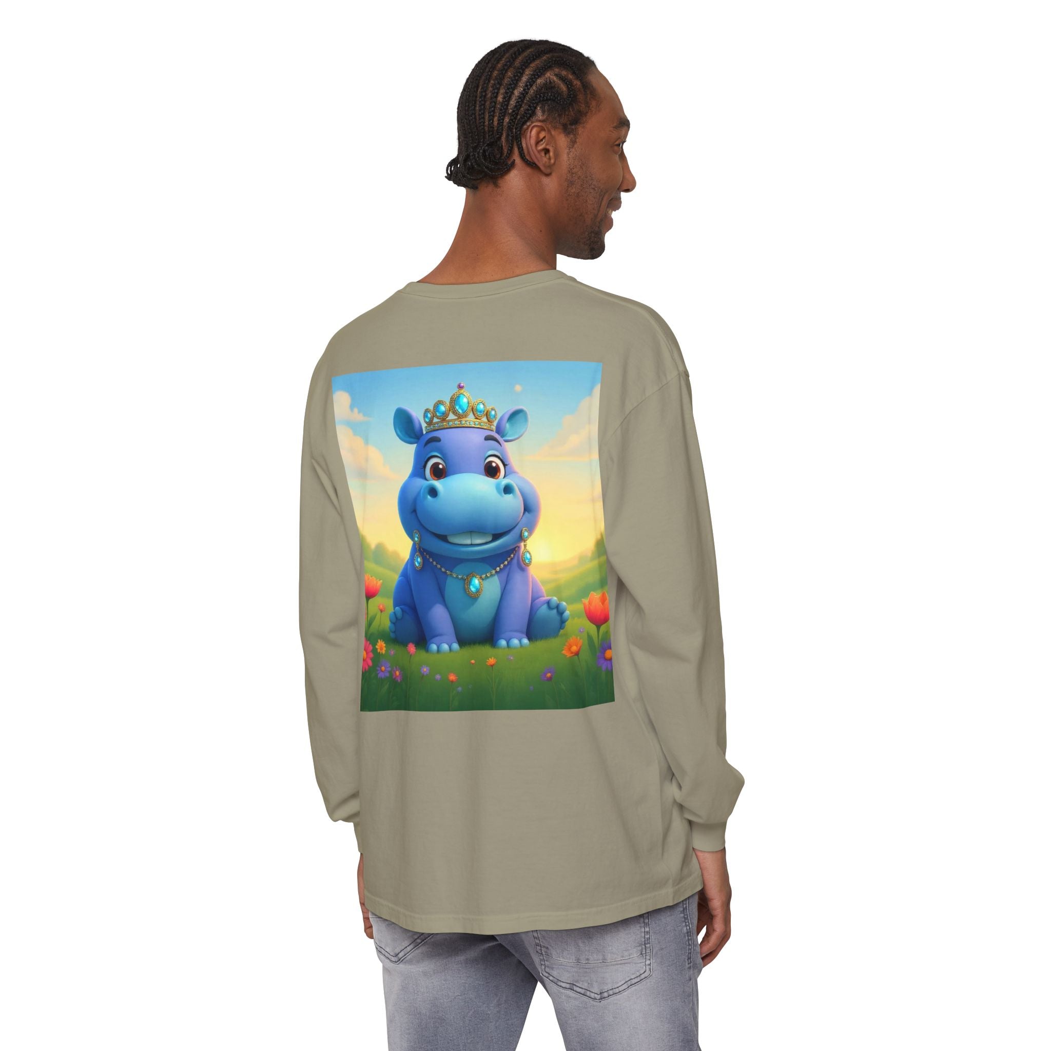 Whimsical Princess Hippo Long Sleeve T-Shirt