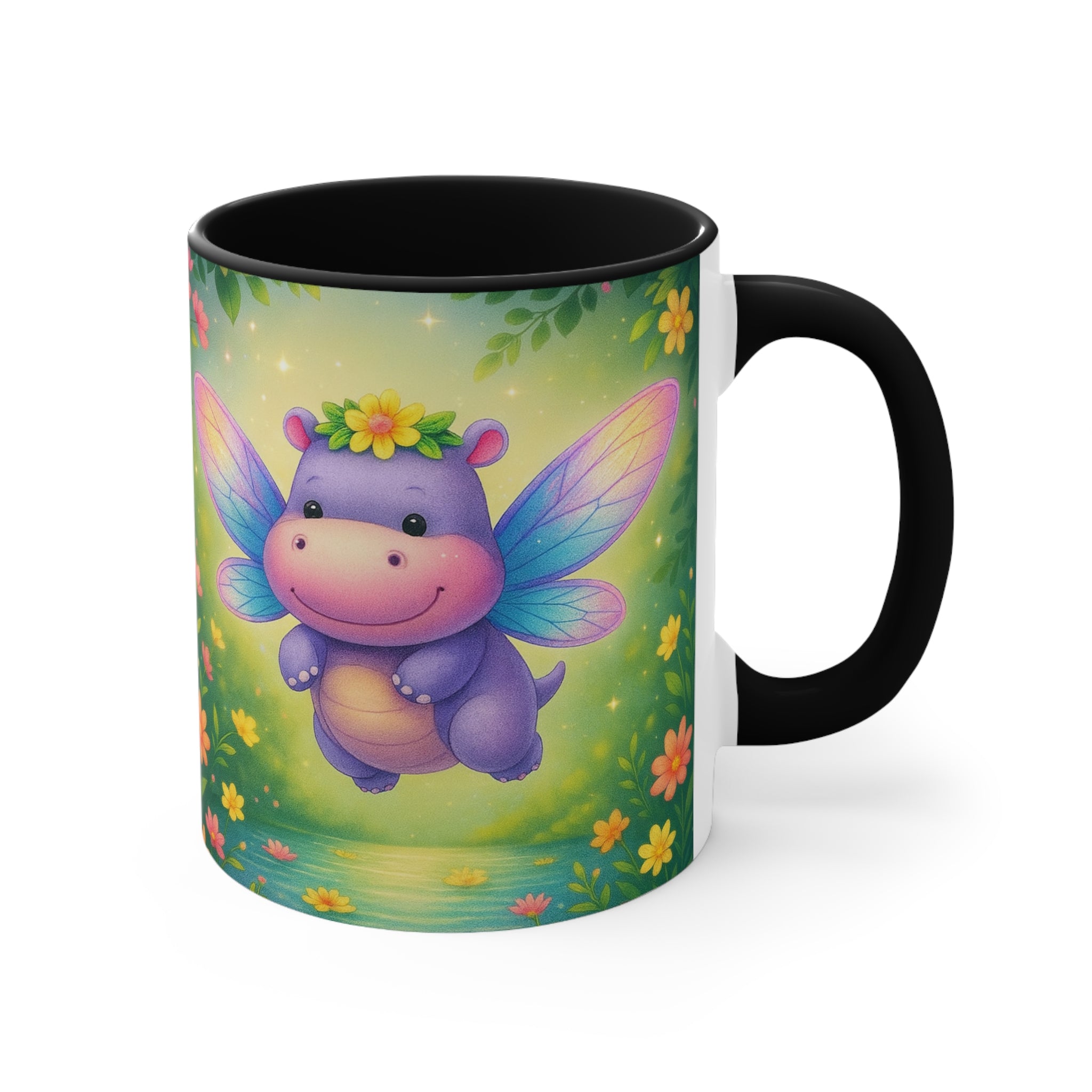 Cute Fairy Hippo Mug — Colorful 11oz Accent Coffee Cup