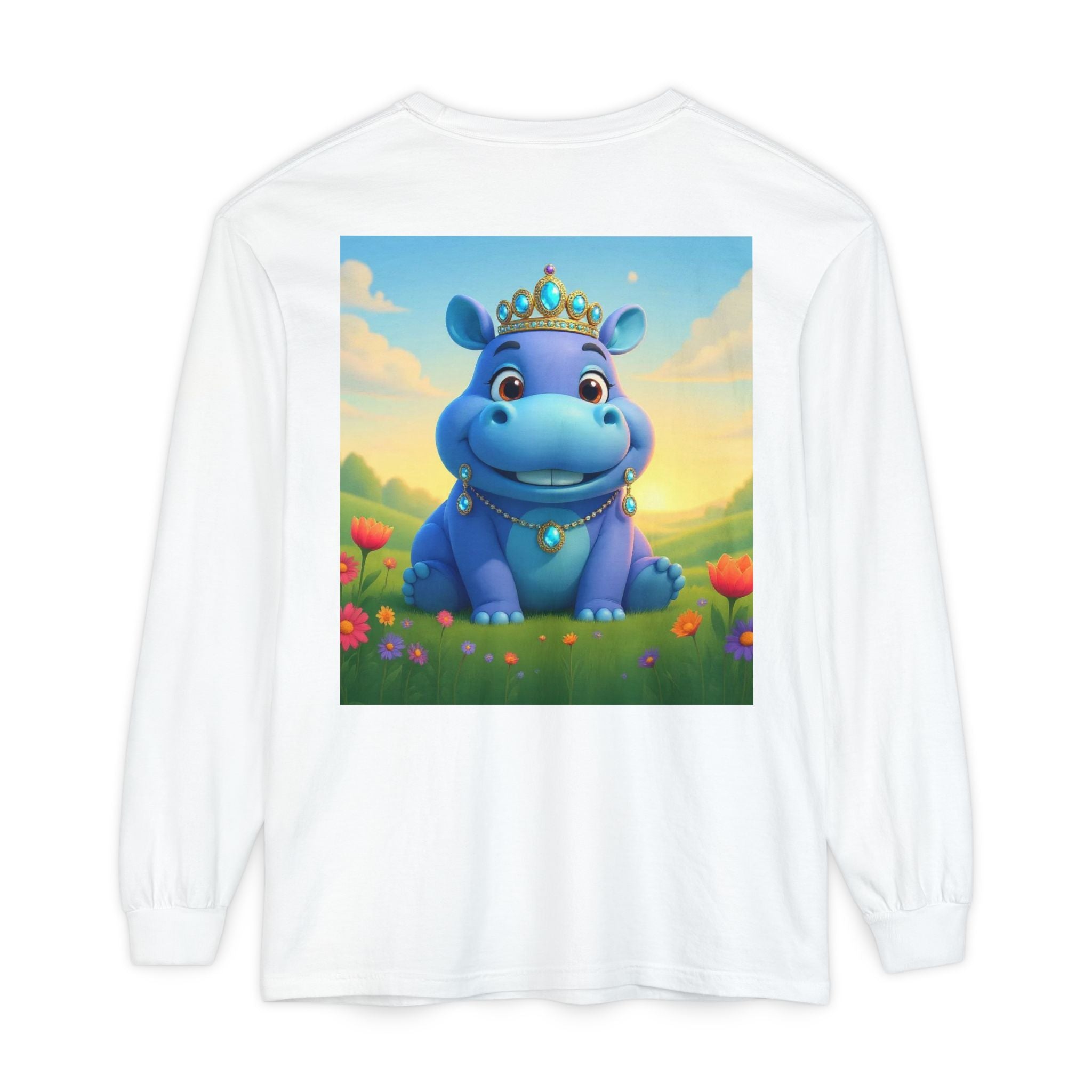 Whimsical Princess Hippo Long Sleeve T-Shirt