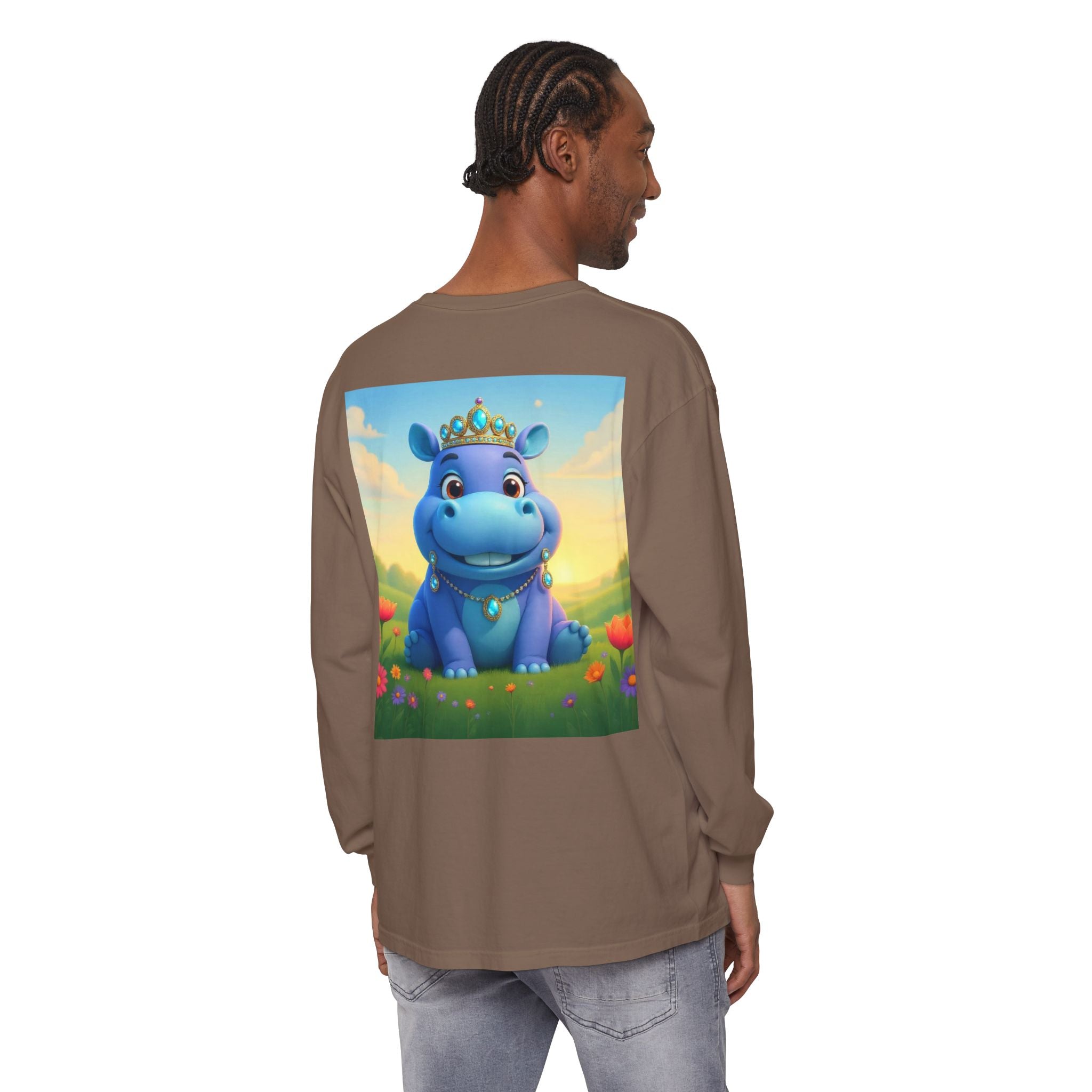 Whimsical Princess Hippo Long Sleeve T-Shirt