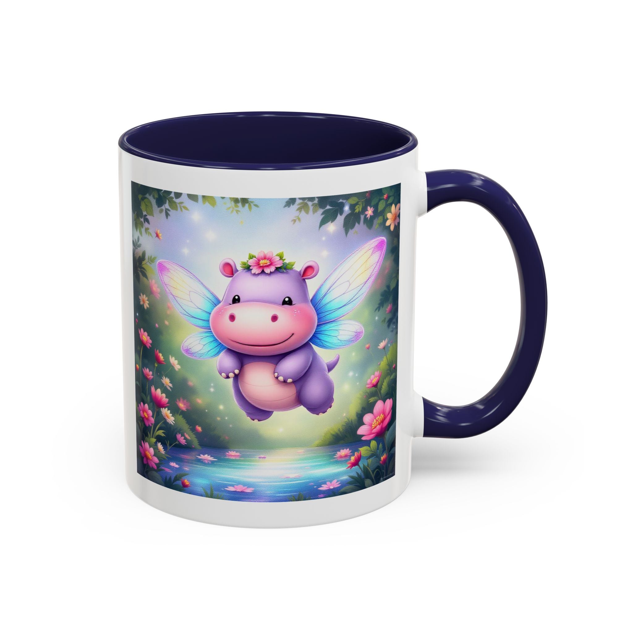 Mug - Whimsical Hippo Fairy Accent Coffee Mug (11, 15oz)