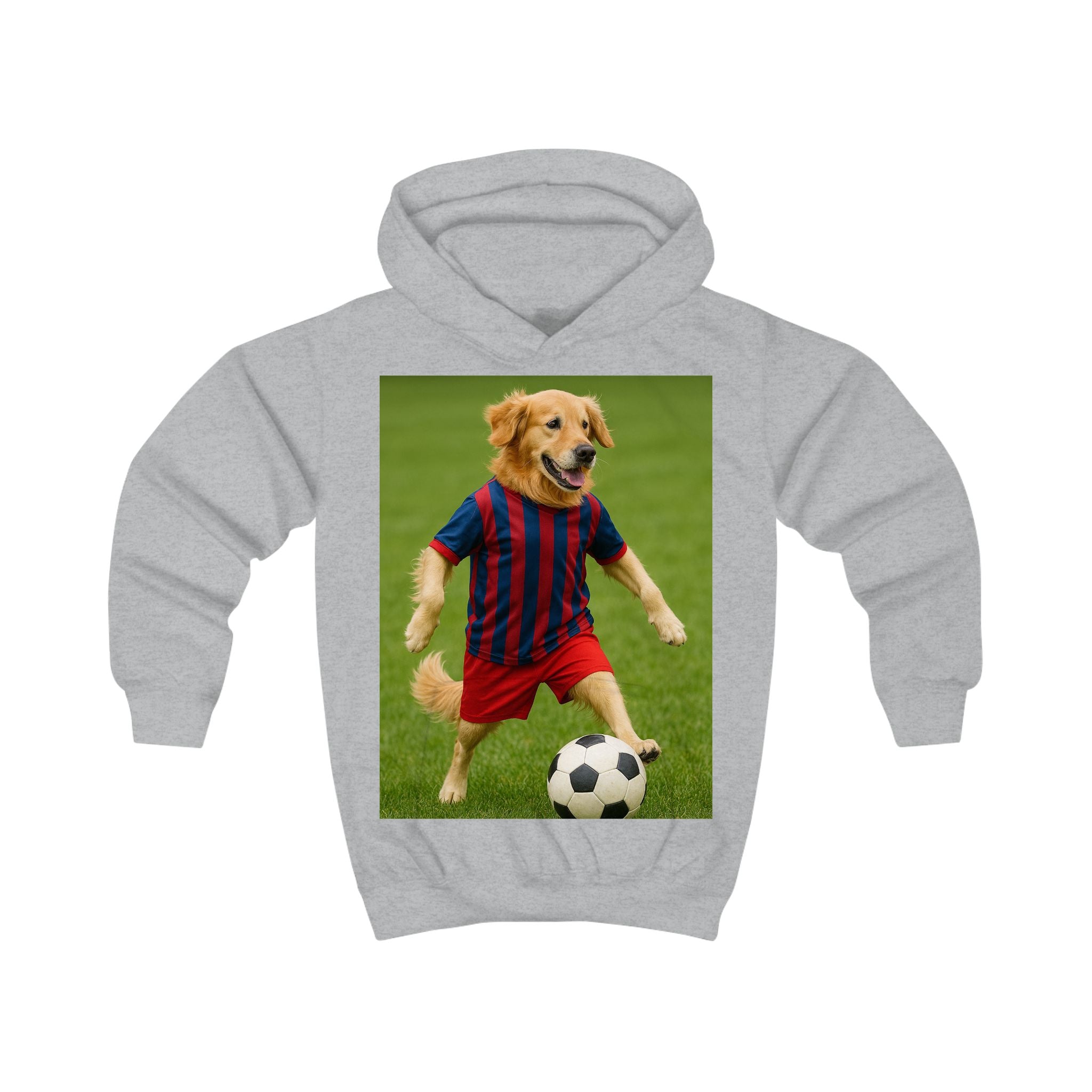 Kids Hoodie — Golden Retriever Soccer Pup Graphic