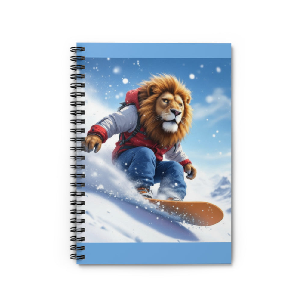 Lion Snowboarder Spiral Notebook — Ruled Journal for Ski & Snowboard Lovers
