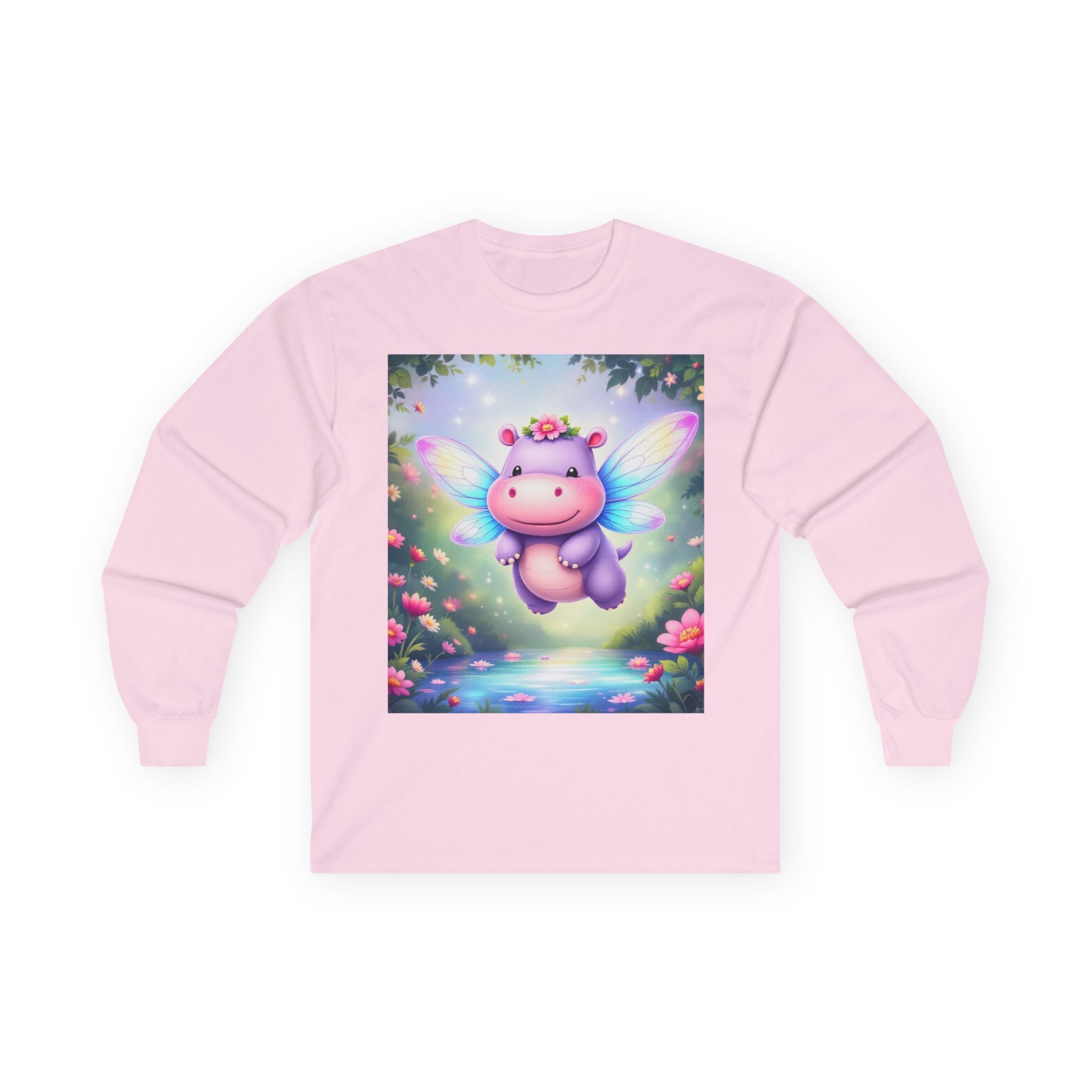 Long Sleeve Tee - Magical Hippo Fairy Design from Sparkle Hollow