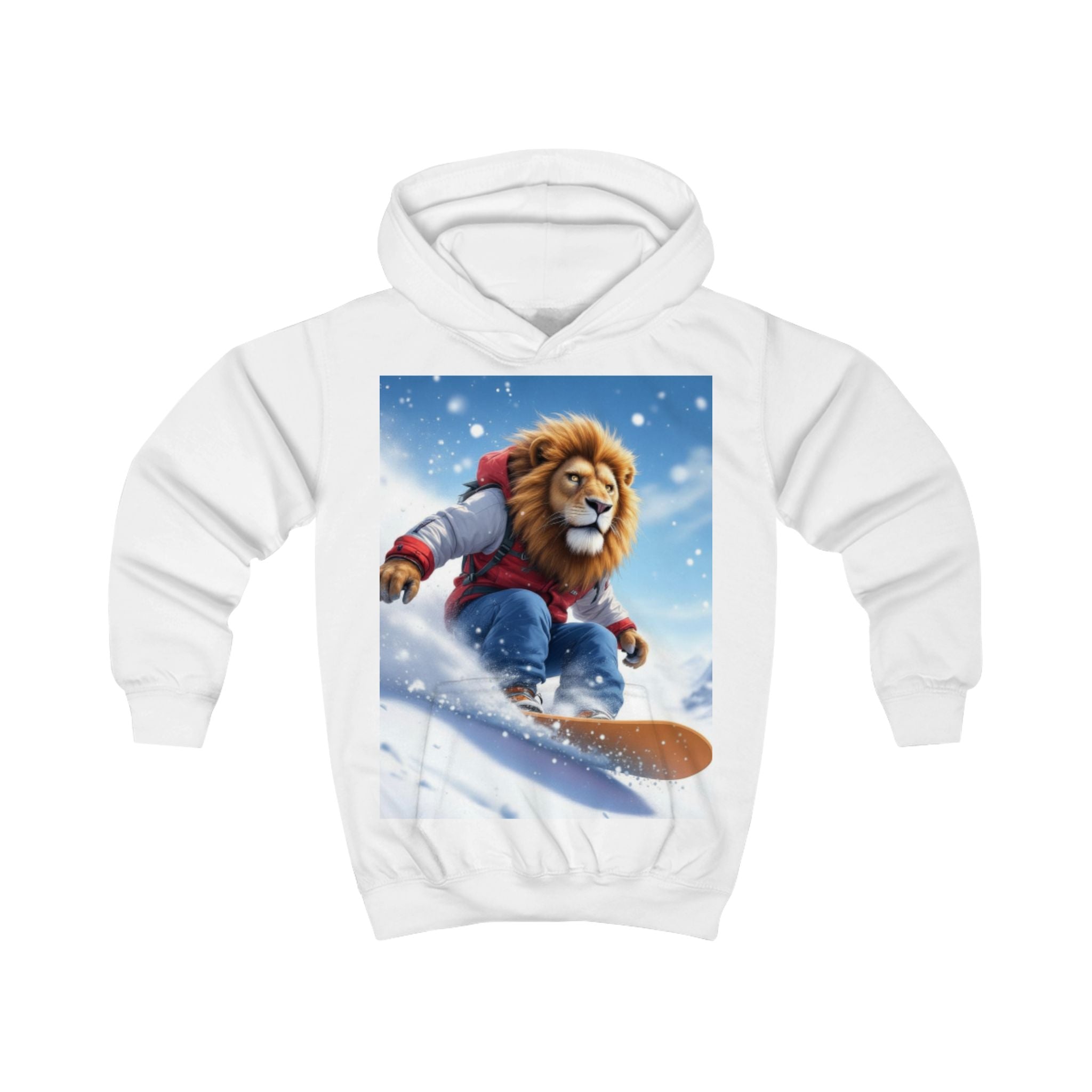Kids Hoodie — Snowboarding Lion Graphic Hoodie for Boys & Girls