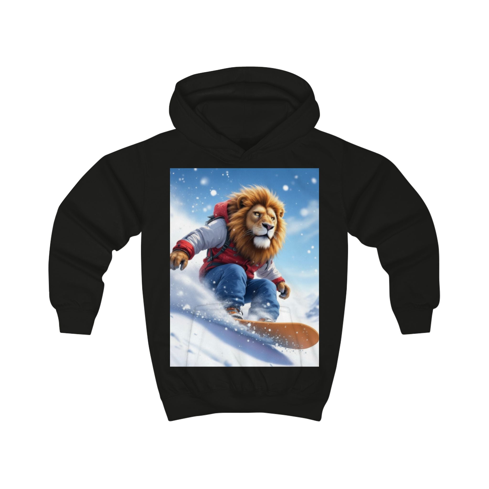 Kids Hoodie — Snowboarding Lion Graphic Hoodie for Boys & Girls