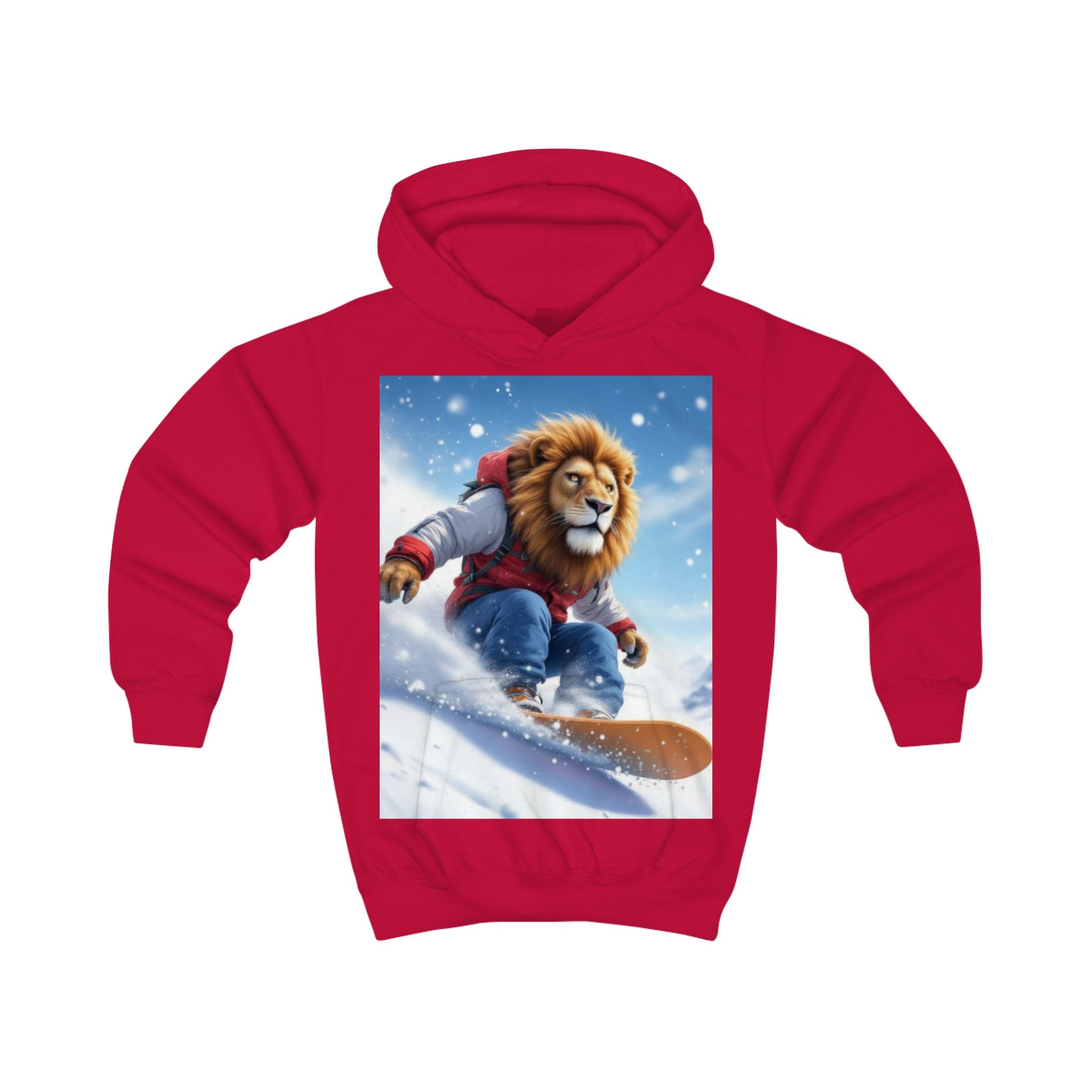 Kids Hoodie — Snowboarding Lion Graphic Hoodie for Boys & Girls
