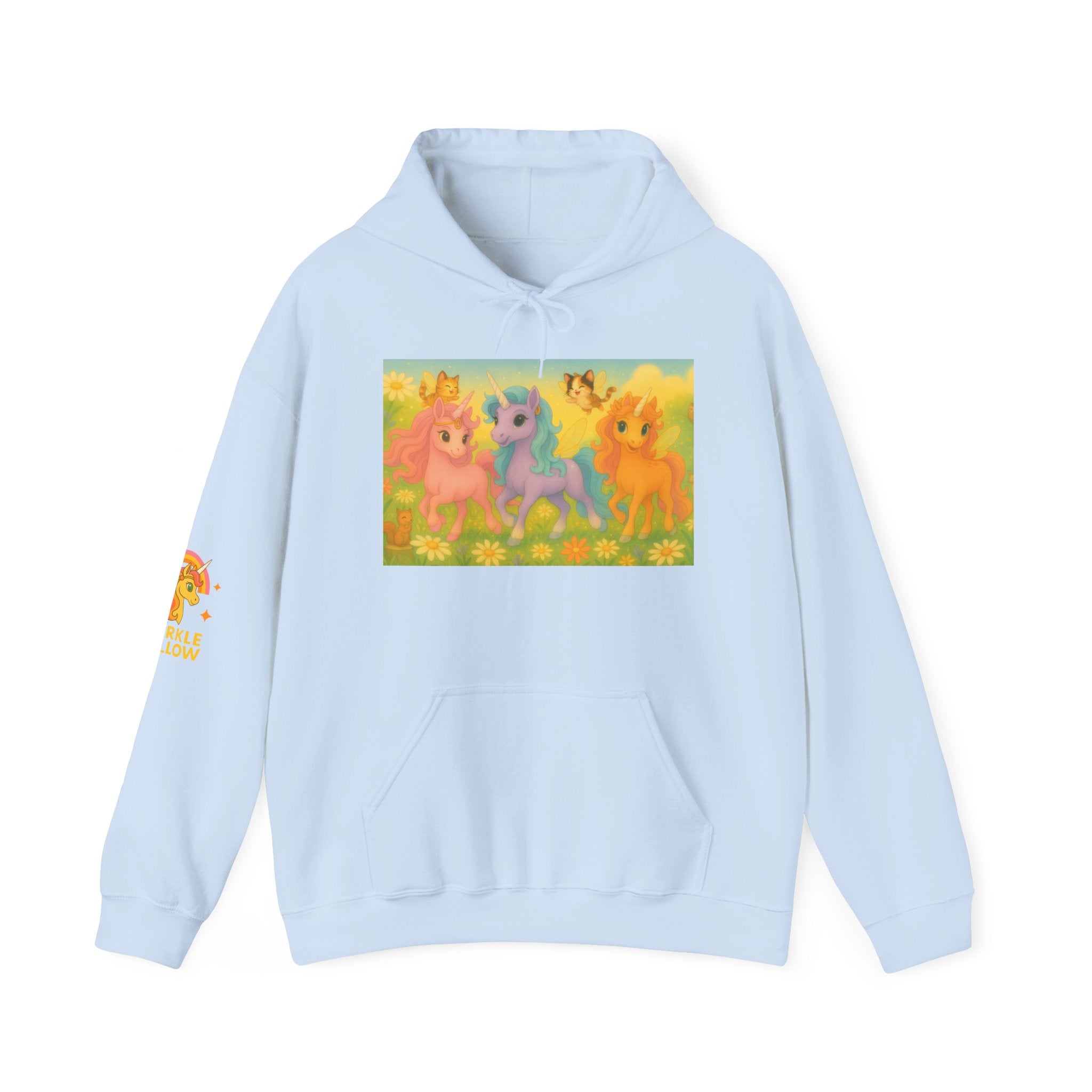 Hooded Sweatshirt - Whimsical Unicorn Princess Trio Design