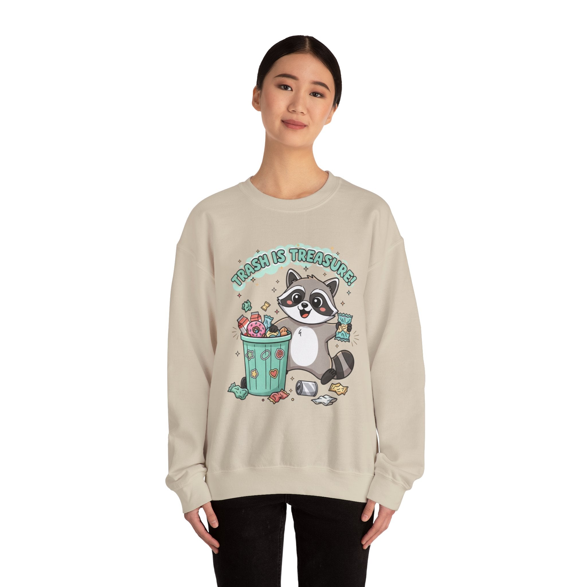 Merry Trash‑Mas Raccoon Crewneck Sweatshirt | trash panda Christmas, funny rodent
