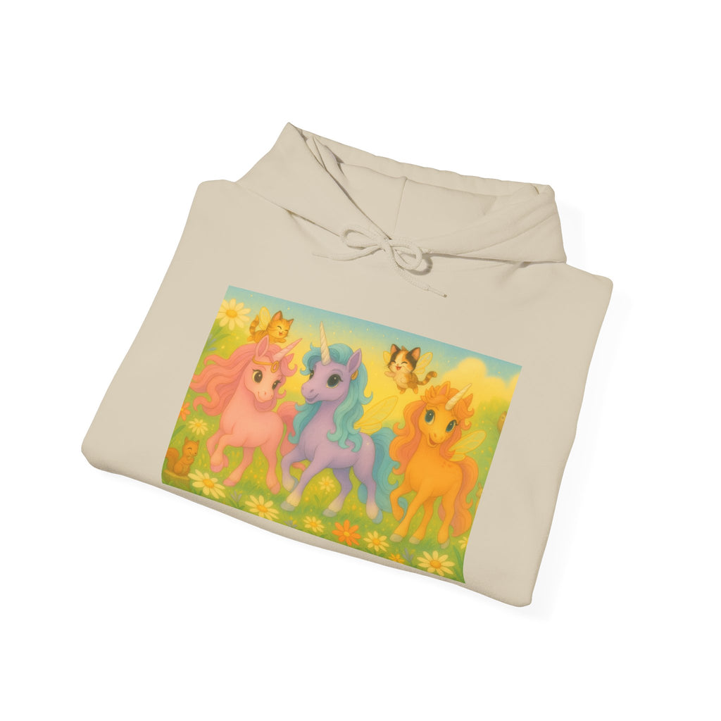 Hooded Sweatshirt - Whimsical Unicorn Princess Trio Design