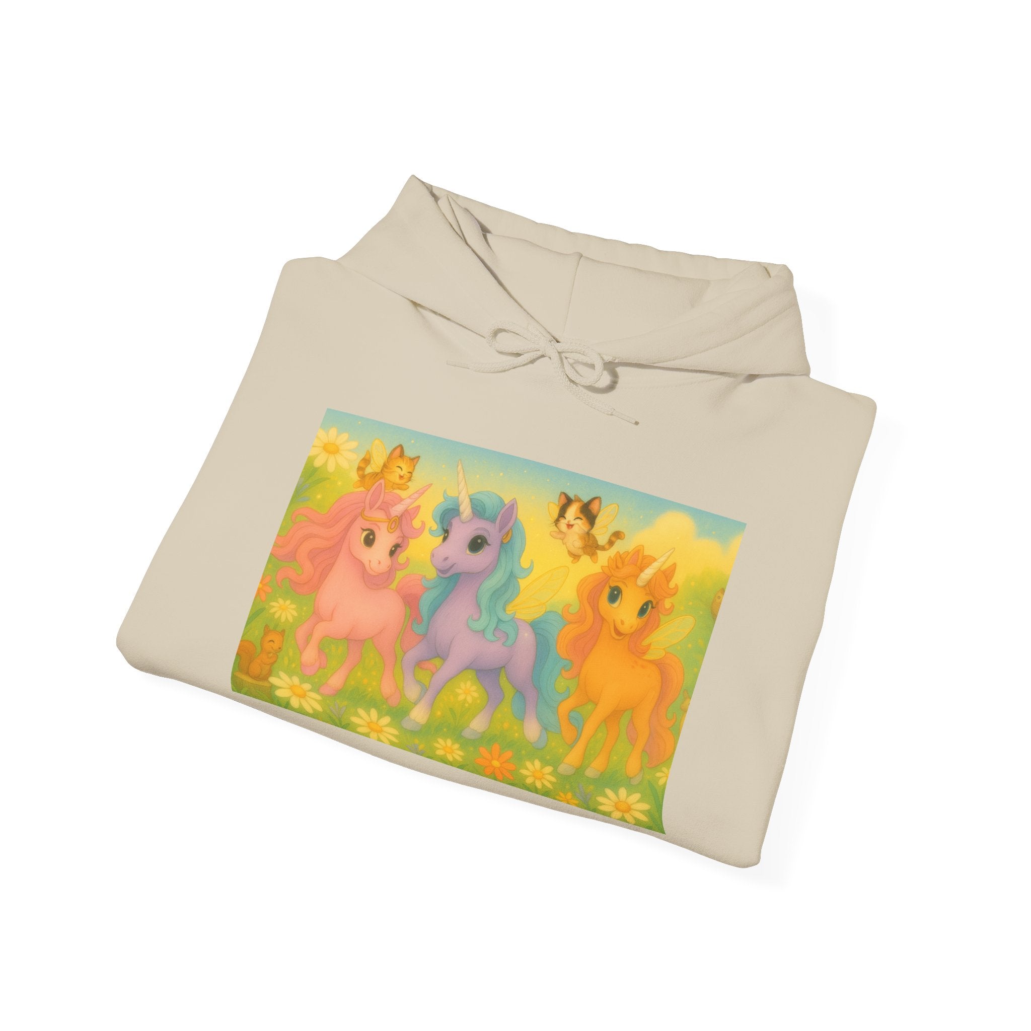 Hooded Sweatshirt - Whimsical Unicorn Princess Trio Design